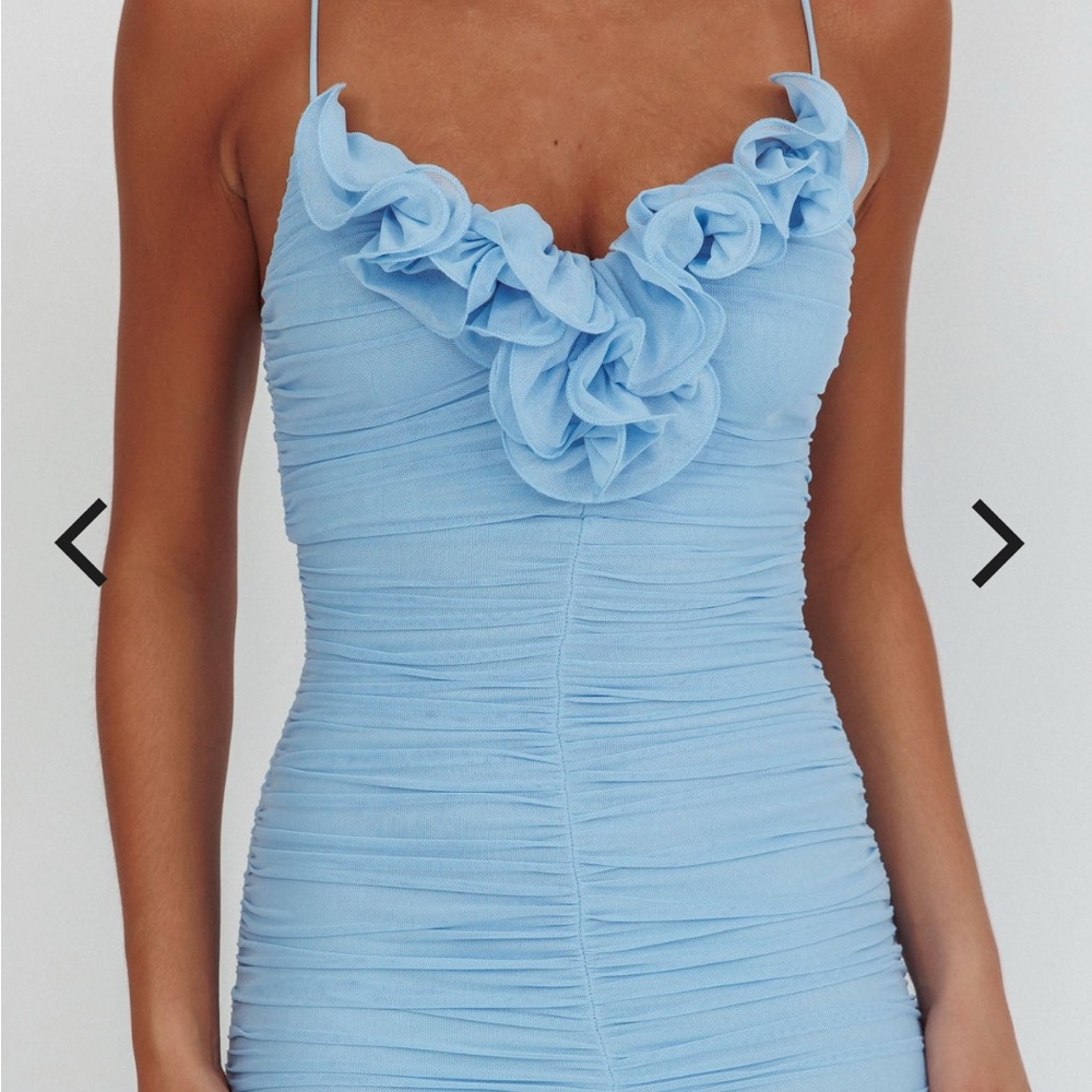 Ruched Midi Dress Blue